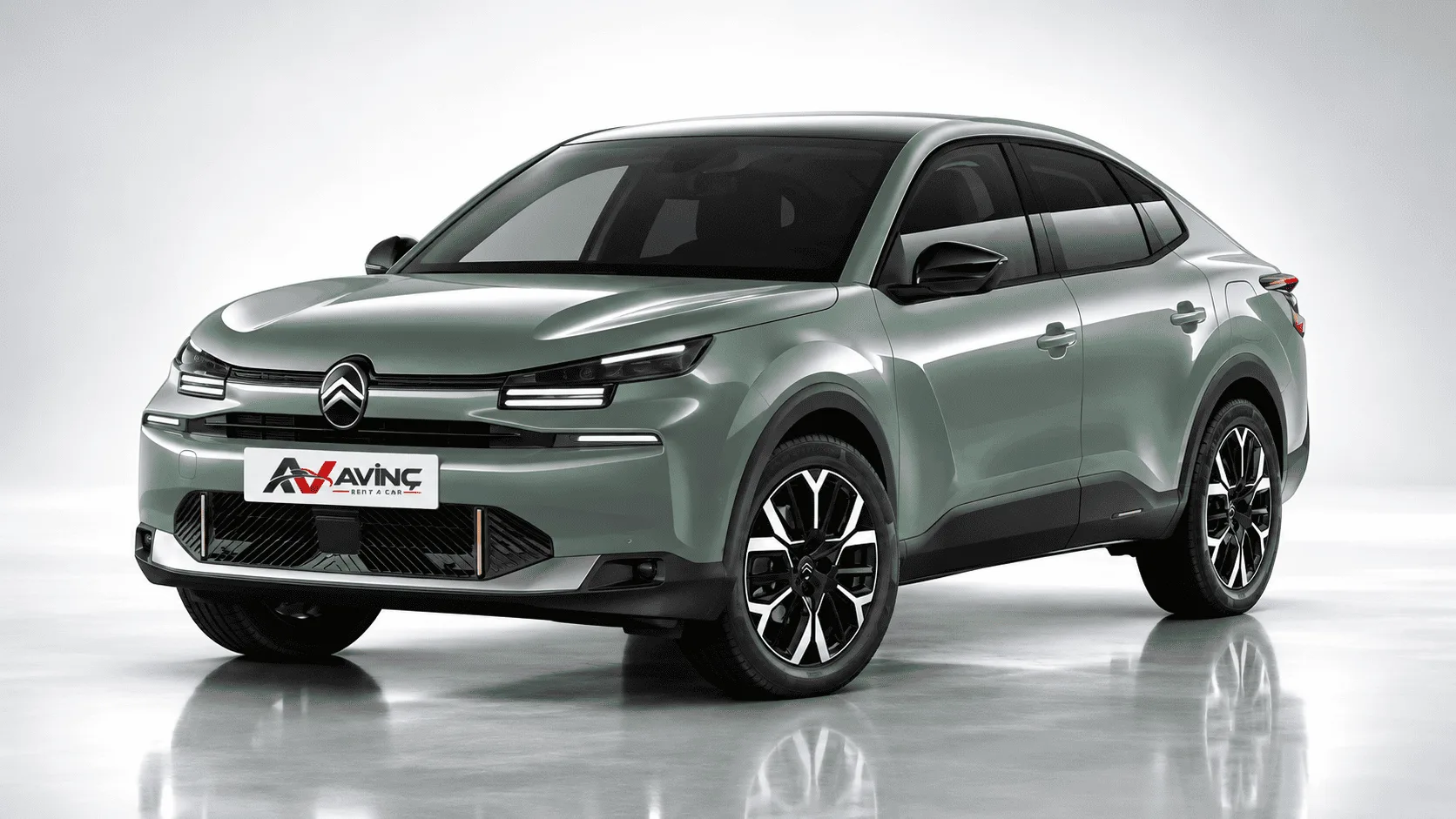 Citroen C4 X Yeşil kiralık araç — ön çapraz görünüm